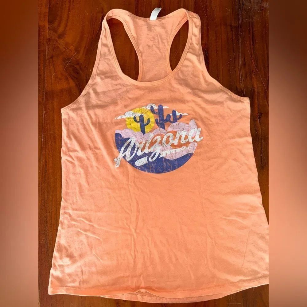 Next Level Arizona Graphic Racerback Tank Top Peach Orange Desert Sun Size XL